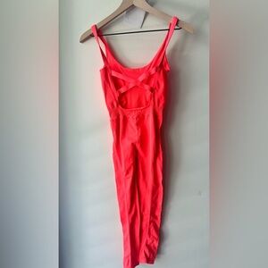 Free People, Neon Pink Strappy Active Jumpsuit, Size XS/S | FP. NWOT